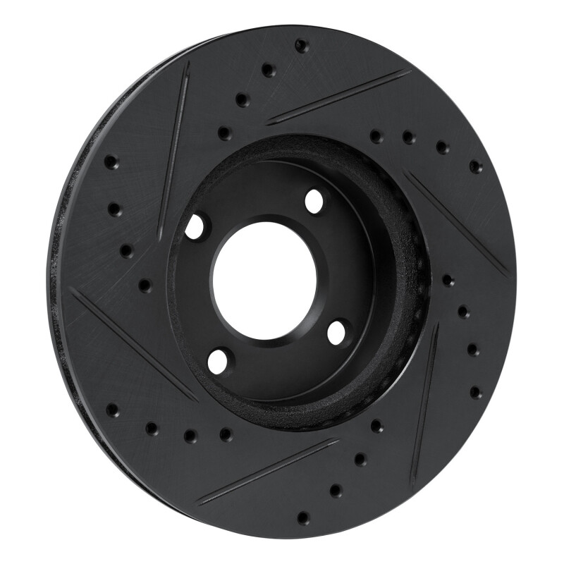 Nissan Versa Brake Rotor (1) - Front Right - R1 Concepts - Drilled & Slotted - Black - `17-`25